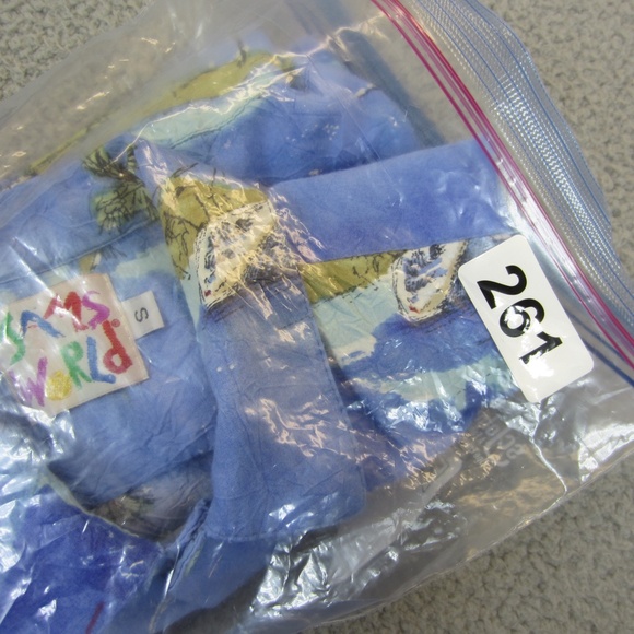 VTG Jams‎ World Shirts Mens Small Blue Sea Hawaiian Catamaran Print island Life - Picture 13 of 13